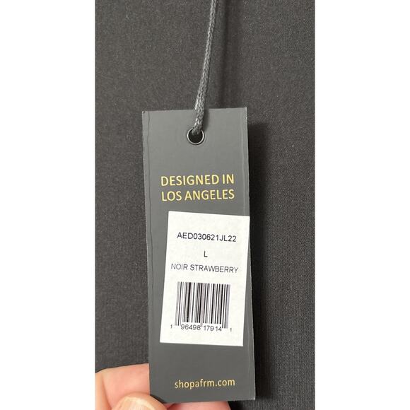 NWT AFRM Noir Strawberry Floral Print Mesh Sexy Dress Ruched Body Con Size L - Picture 13 of 14